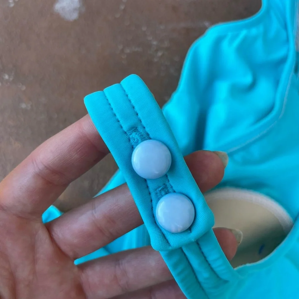 Vintage 90s seawaves teal one piece swim dress sz m - Picture 7 of 8